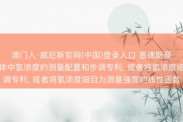 澳门人·威尼斯官网(中国)登录入口 恩德斯豪斯光学苦求用于测量气体中氢浓度的测量配置和步调专利， 或者将氢浓度细目为测量强度的线性函数