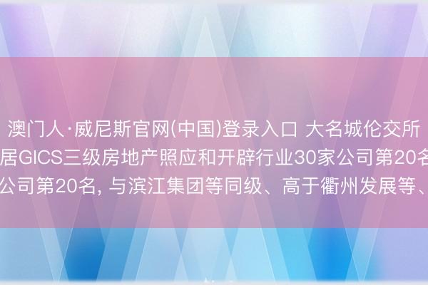 澳门人·威尼斯官网(中国)登录入口 大名城伦交所ESG评级保管C-， 位居GICS三级房地产照应和开辟行业30家公司第20名， 与滨江集团等同级、高于衢州发展等、低于荣安地产等